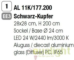 Stalp LED iluminat exterior IP65 H200cm DAIKO AL 11K/177.200 schwarz-kupfer OR