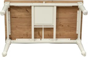 Masa fixa, L140 80 H80 cm, cu sertar, lemn masiv alb antichizat/natur