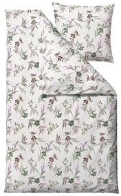 Lenjerie de pat verde/bej din bumbac satinat pentru pat de o persoană 140x200 cm Soft Tropic – Södahl