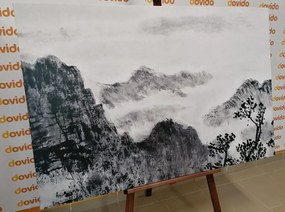 Tablou pictură tradițională chineză ale peisajului în design alb-negru - 90x60