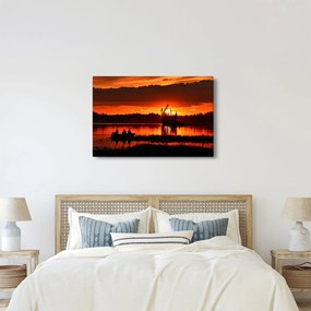 Tablou - Pescari pe lac (90x60 cm)