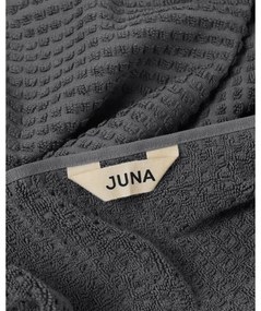 Prosop gri închis din bumbac organic din frotir 50x100 cm Check – JUNA