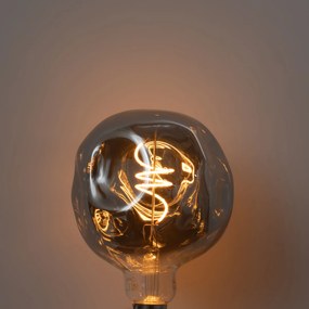 Bec LED E27 dimabil cu filament spiralat G125 argintiu oglindă 4W 75 lm 1800K