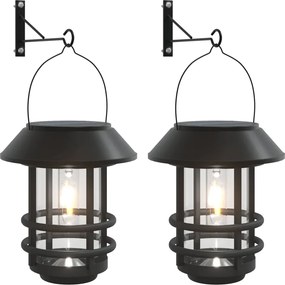 vidaXL Felinare solare de perete de exterior 2 buc. alb