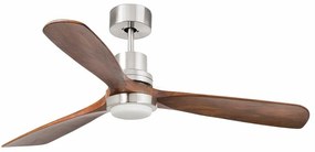 Lustra cu Ventilator si telecomanda LANTAU L LED nickel/ lemn maro