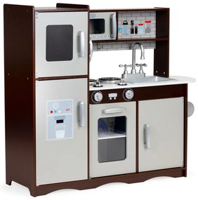 Bucătărie pentru copii din lemn cu dulapuri și frigider