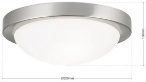 Plafoniera iluminat baie, protectie IP44, diametru 32cm, Fato satin chrome NU 9-365/32 satin OR