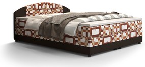 Pat matrimonial Boxspring 180 cm Orlando la (motiv + maro închis) ( cu saltea și sp. depozitare). 1047286