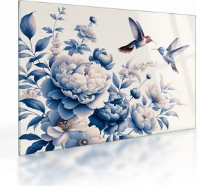 Tablou pe sticlă - Colibri deasupra florii (70x50 cm)