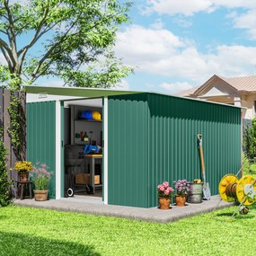 Outsunny Magazie de Gradina cu Ușa Glisantă si Orificii de Aerisire, din Oțel Galvanizat, 345x280,5x169-201cm, Negru | Aosom Romania