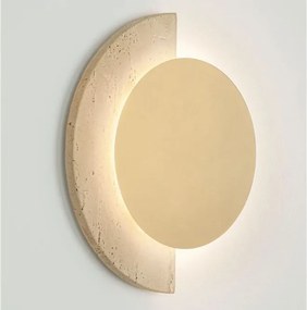 Aplica de perete LED metal auriu si travertin MOLLI 21cm