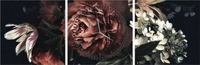 Tablou - Flori întunecate (cu ceas) (90x30 cm)