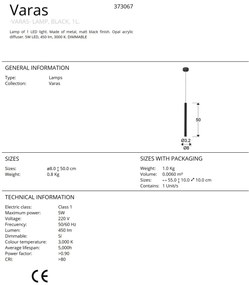 Pendul LED dimabil design modern minimalist Varas negru SV-373067