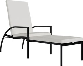 vidaXL Șezlong cu suport de picioare, negru, poliratan