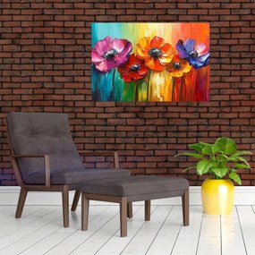 Tablou - Cinci flori colorate (90x60 cm)