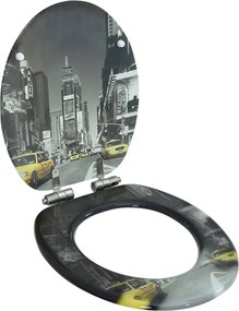 vidaXL Capac WC cu închidere silențioasă, MDF, design New York