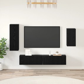 vidaXL Set comodă TV Pe perete 4 pcs Stejar negru 30.5 x 30 x 90 cm