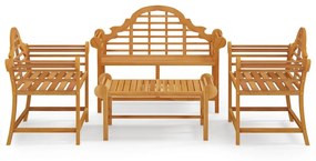 3100779 vidaXL Set mobilier de grădină, 4 piese, lemn masiv de tec