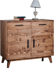 Bufet lemn masiv Timeless 2 Sertare 2 Uși Whisky, 98 × 45 × 85 cm