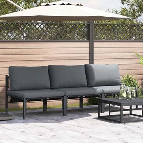 vidaXL Mobilier pentru Exterior cu pernă cu pernă 3 pcs Antracit Oțel