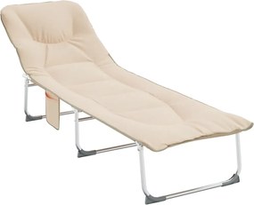 vidaXL Șezlong pliabil, bej, material textil