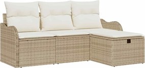 vidaXL Set de canapele pentru grădină cu pernă 4 pcs Rattan poli