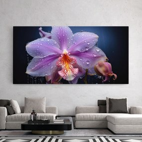 Tablou Canvas, 80x160cm, Dormitor si Living, Flori, Orhidee, Orchid In Rain
