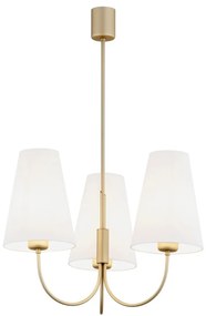 Lustra cu 3 brate design modern Safiano auriu, alb