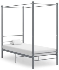 325053 vidaXL Cadru de pat cu baldachin, gri, 90x200 cm, metal
