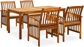 vidaXL Set mobilier de grădină cu perne, 5 piese, lemn masiv acacia