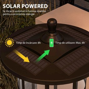 Outsunny Set de două lampioane solare tradiționale de 1,8m - Negru | Aosom Romania
