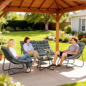 Outsunny Set mobilier grădină 4 piese cu perne groase 8 cm - Mobilier exterior din oțel și textilenă respirantă, gri | Aosom Romania