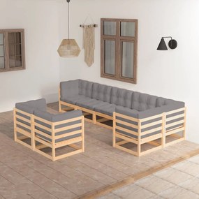 3076704 vidaXL Set mobilier de grădină cu perne, 8 piese, lemn masiv de pin