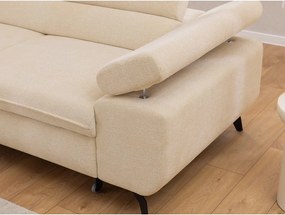 Colțar crem cu tapițerie din chenille (cu colț pe partea stângă/în formă de ”L”) Marbeya – Ropez