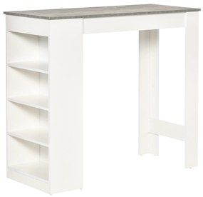 HOMCOM Masă de Bar Masă Înaltă Tip Bistró de Bucătărie cu Raft de 4 Nivele Stil Modern din Melamină pentru Dining Sufragerie 115x50x102,7 cm Alb și Gri | Aosom Romania