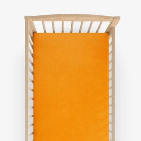 Goldea cearceaf pătuț din frotir cu elastic - portocaliu 60 x 120 cm
