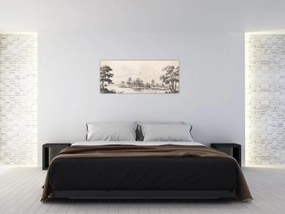 Tablou - Vintage peisaj desen peisaj (120x50 cm)