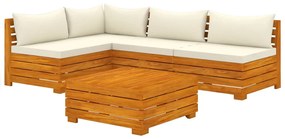 3087303 vidaXL Set mobilier de grădină cu perne, 5 piese, lemn masiv acacia