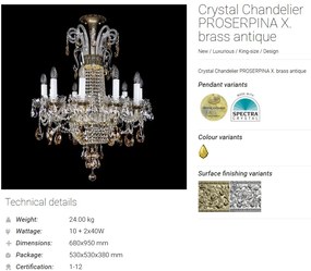 Candelabru design LUX Cristal Bohemia Exclusive PROSERPINA X. CE