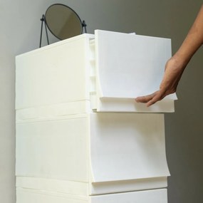 Cutie de depozitare modulară Wave twin Snow cu roți 54,6 x 43,4 x 22 cm, Larg - 2 sertare - rotițe