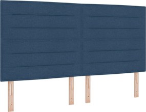 vidaXL Tăblie LED cu benzi LED cu headboard albastru 180 cm țesătură
