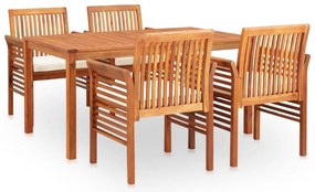 vidaXL Set mobilier de exterior cu perne 5 piese lemn masiv de acacia