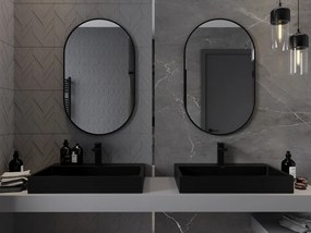 Mexen Loft oglindă de baie ovală 90 x 55 cm, ramă neagră - 9851-090-055-000-70