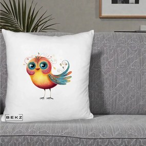 Perna Decorativa Pasare Vibranta cu Aripi Ornamentale, 40x40 cm, Alb Pufos, Husa Detasabila, Perna Inclusa, BEKZ®