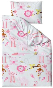 Lenjerie de pat pentru patut din bumbac Renforce ZOO roz Dimensiune lenjerie de pat: 45 x 65 cm | 90 x 140 cm