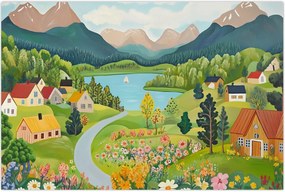 Tablou - Sat în Munți (90x60 cm)