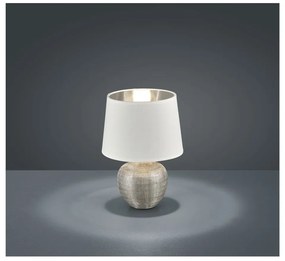 Veioză din ceramică și pânză Trio Luxor, înălțime 26 cm, alb