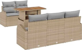 vidaXL Set de canapele pentru grădină 6 pcs Bej Rattan poli