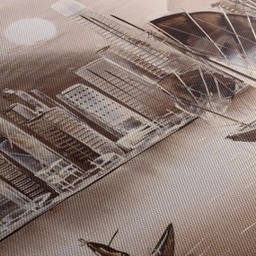 Tablou - Victoria Harbour, Hong Kong, efect sepia (90x60 cm)