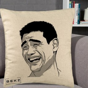 Perna Decorativa Yao Ming Meme, 40x40 cm, Bej, Husa Detasabila, Perna Inclusa, BEKZ®
